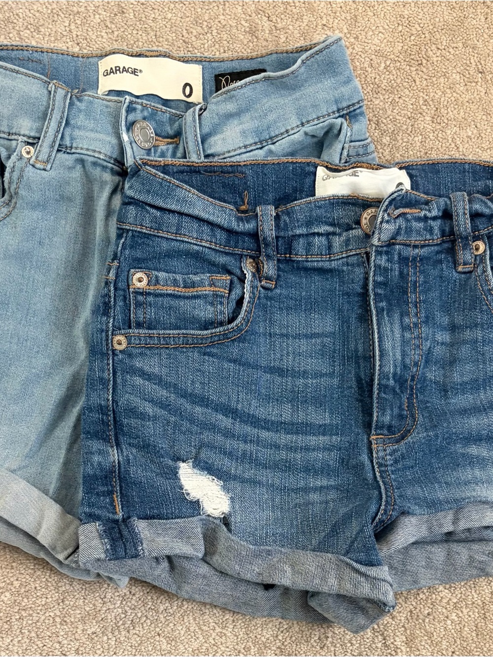 Garage Light Wash & Dark Wash Denim Shorts Pair